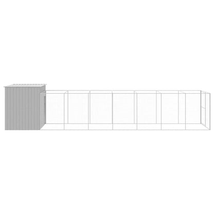 Casota cães c/ parque 214x865x181 cm aço galvaniz. cinza-claro