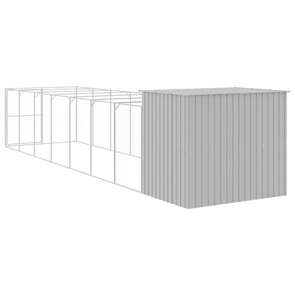 Casota cães c/ parque 214x865x181 cm aço galvaniz. cinza-claro