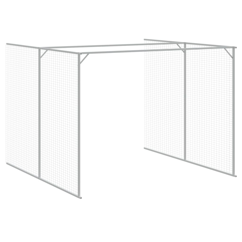 Casota cães c/ parque 214x865x181 cm aço galvaniz. cinza-claro