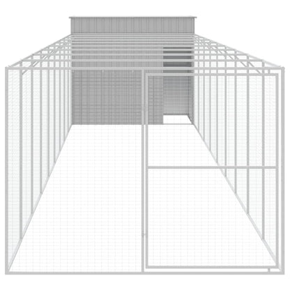 Casota cães c/ parque 214x1069x181 cm aço galvaniz. cinza-claro