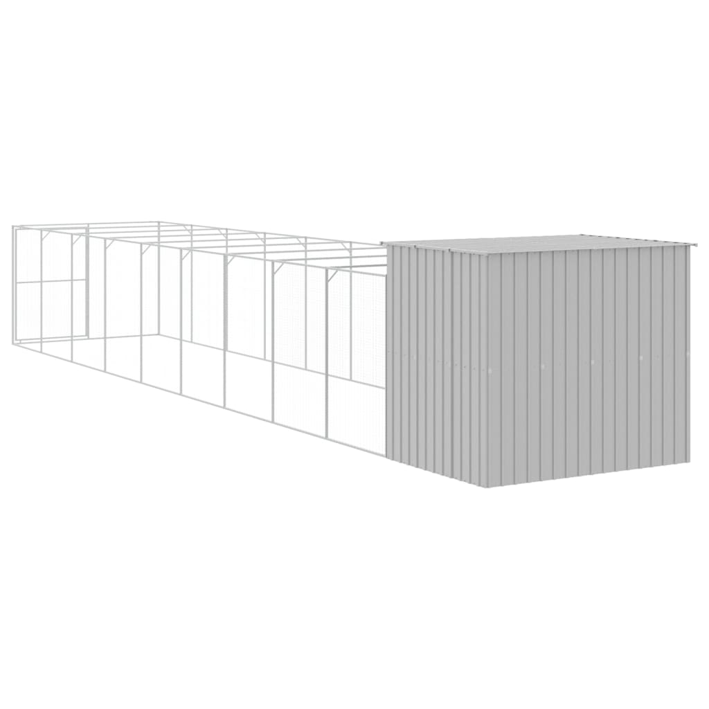 Casota cães c/ parque 214x1069x181 cm aço galvaniz. cinza-claro