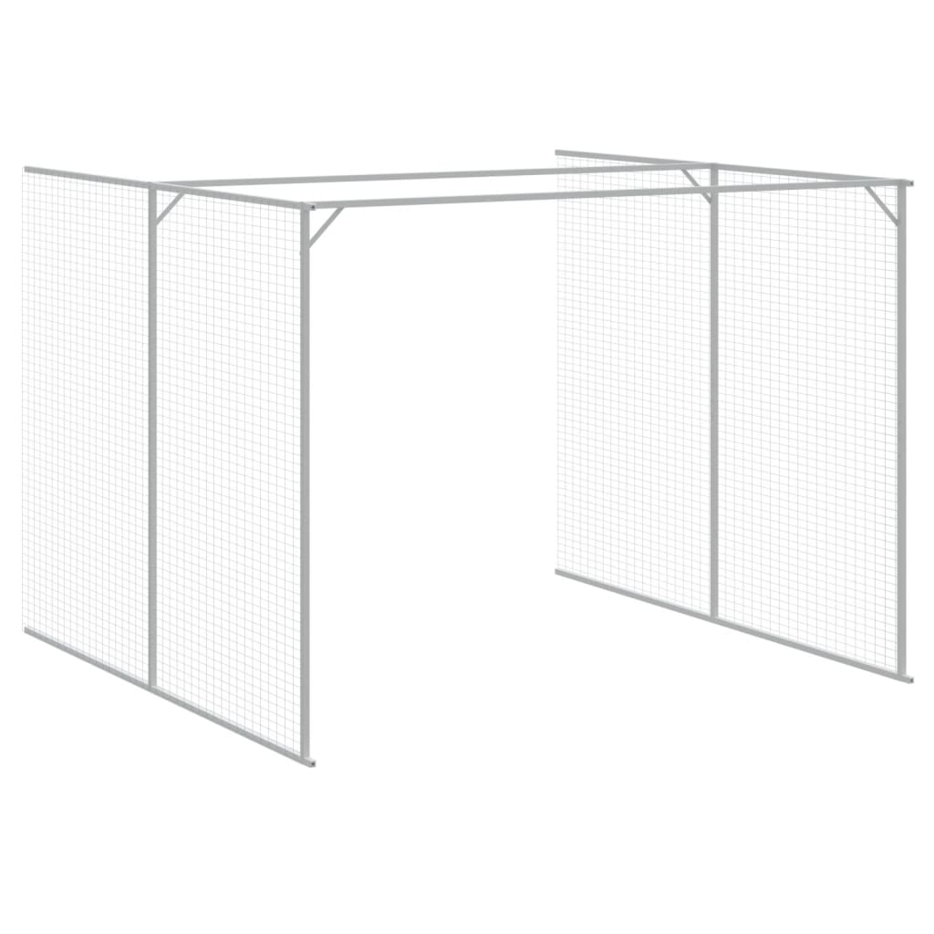 Casota cães c/ parque 214x1069x181 cm aço galvaniz. cinza-claro