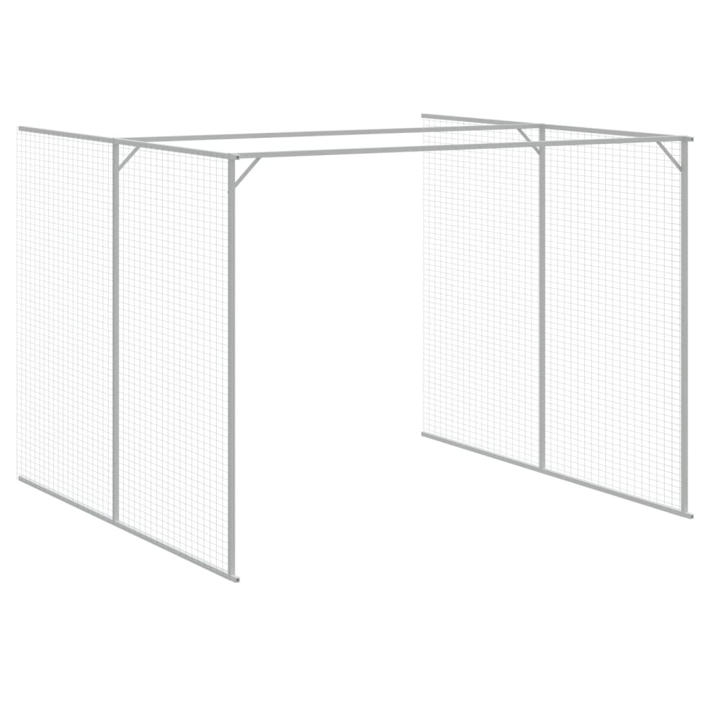 Casota cães c/ parque 214x1273x181 cm aço galvaniz. cinza-claro