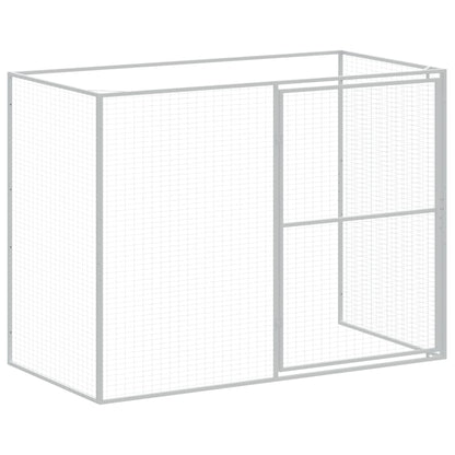 Casota cães c/ parque 214x1273x181 cm aço galvaniz. cinza-claro