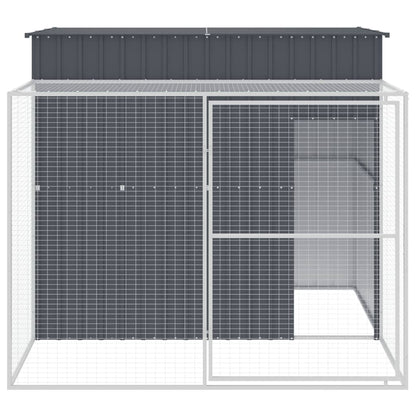 Casota p/ cães c/ parque 214x253x181 cm aço galvaniz. antracite