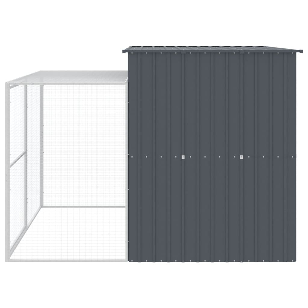 Casota p/ cães c/ parque 214x253x181 cm aço galvaniz. antracite