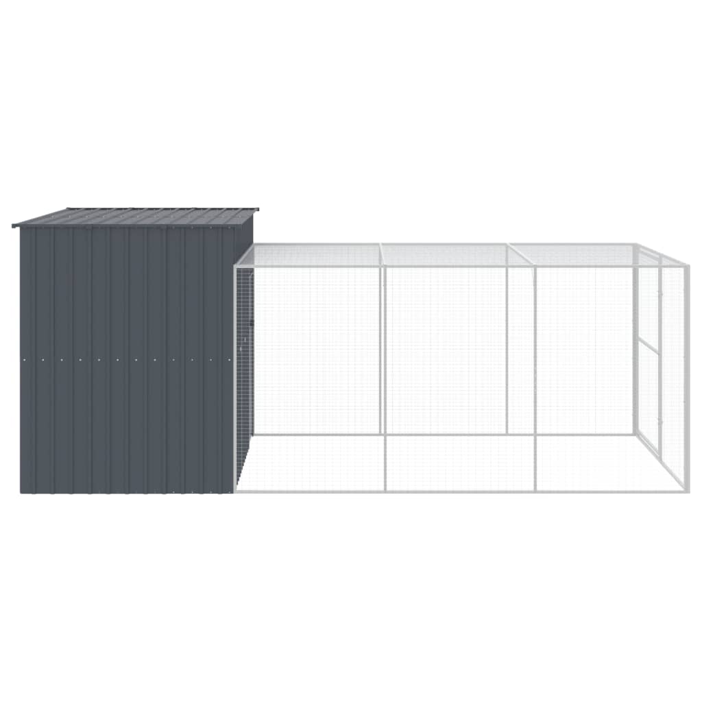 Casota p/ cães c/ parque 214x457x181 cm aço galvaniz. antracite