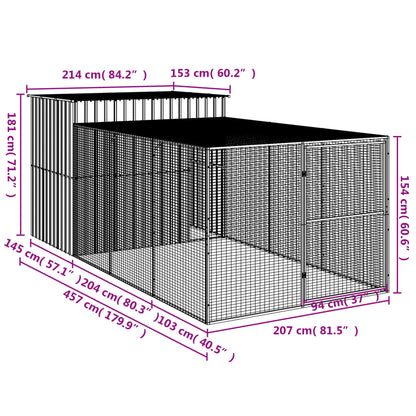 Casota p/ cães c/ parque 214x457x181 cm aço galvaniz. antracite