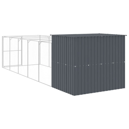 Casota p/ cães c/ parque 214x661x181 cm aço galvaniz. antracite