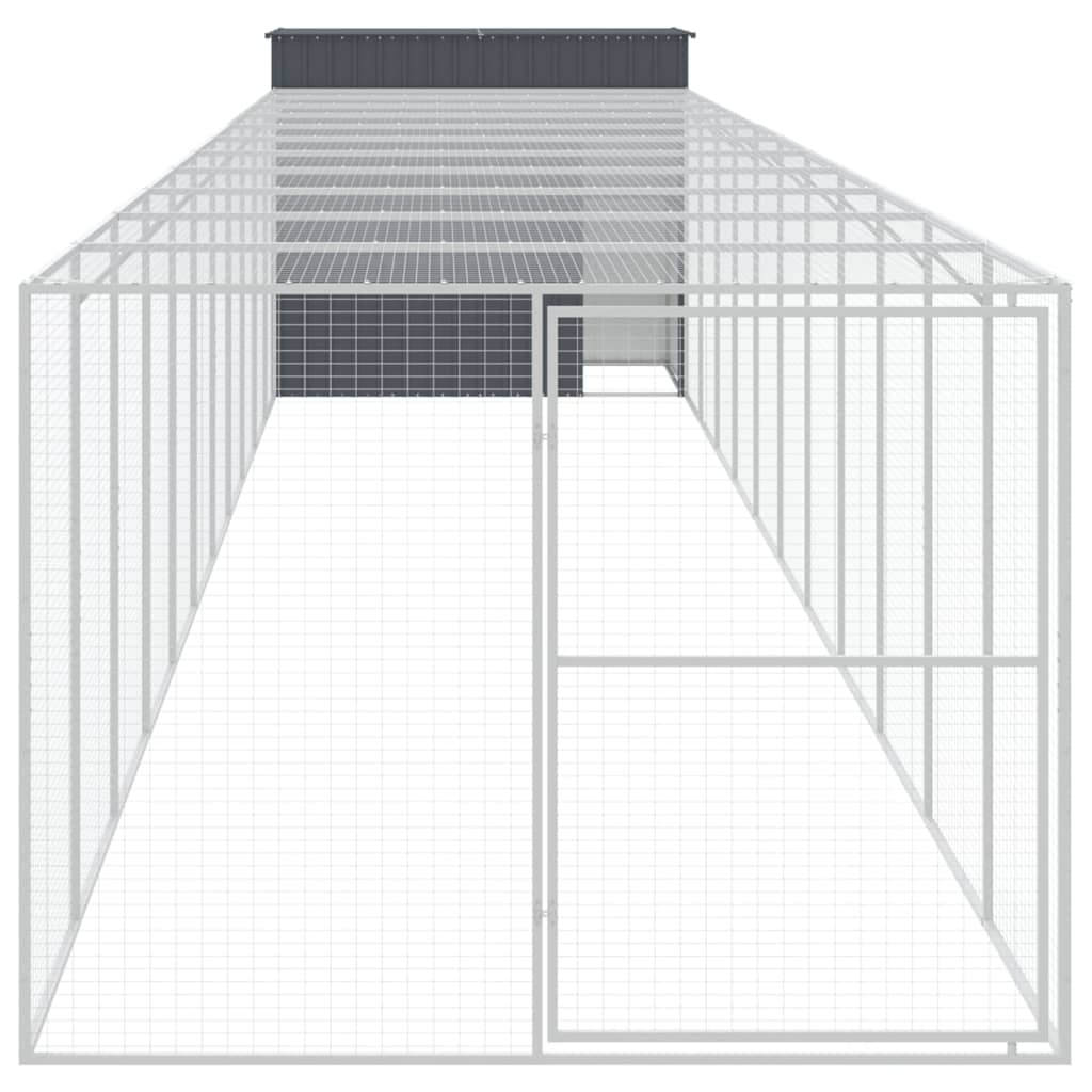 Casota p/ cães c/ parque 214x1273x181cm aço galvaniz. antracite