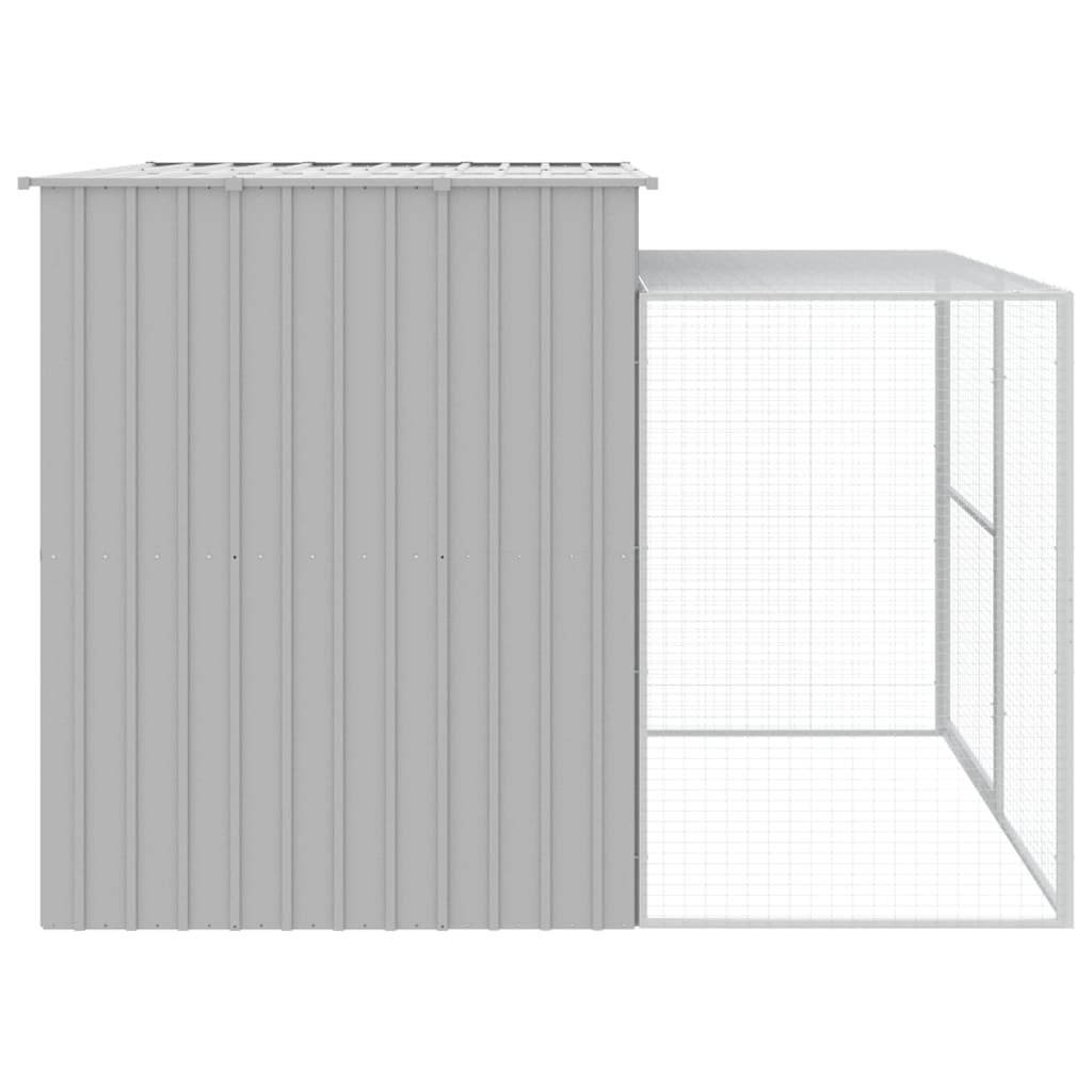 Casota cães c/ parque 214x253x181 cm aço galvaniz. cinza-claro