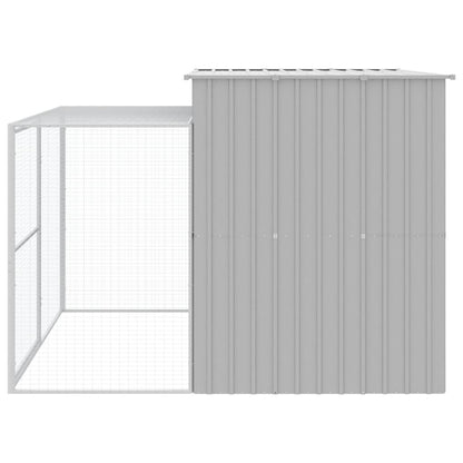 Casota cães c/ parque 214x253x181 cm aço galvaniz. cinza-claro