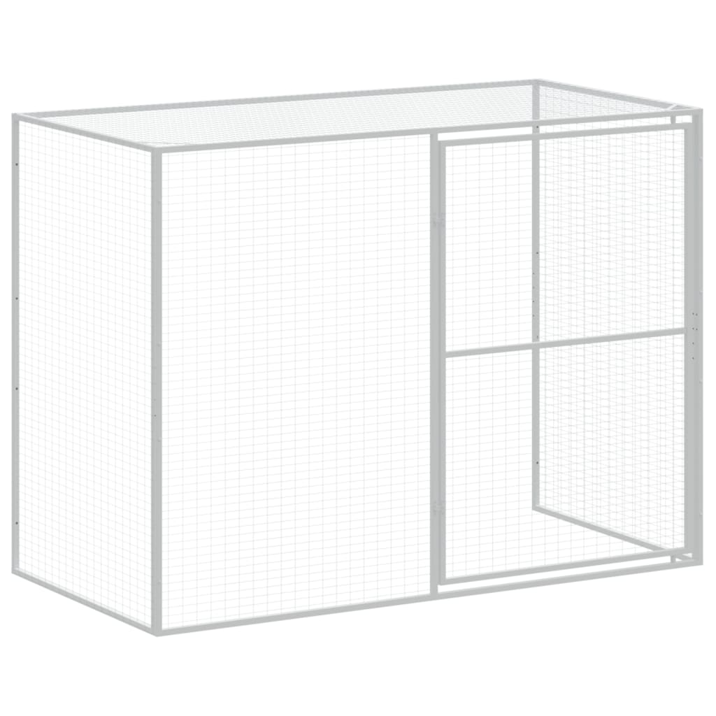 Casota cães c/ parque 214x253x181 cm aço galvaniz. cinza-claro