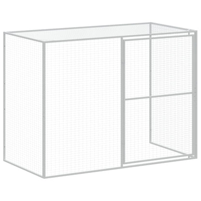 Casota cães c/ parque 214x253x181 cm aço galvaniz. cinza-claro