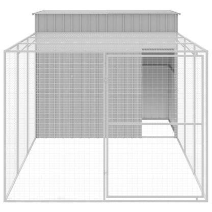 Casota cães c/ parque 214x457x181 cm aço galvaniz. cinza-claro