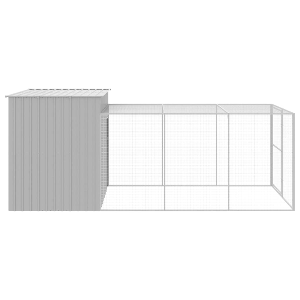 Casota cães c/ parque 214x457x181 cm aço galvaniz. cinza-claro