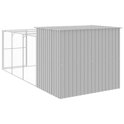 Casota cães c/ parque 214x457x181 cm aço galvaniz. cinza-claro