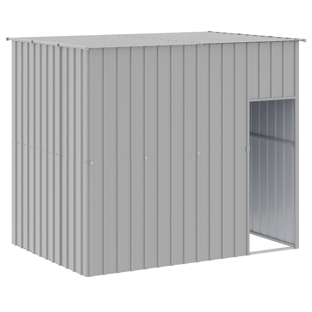 Casota cães c/ parque 214x457x181 cm aço galvaniz. cinza-claro