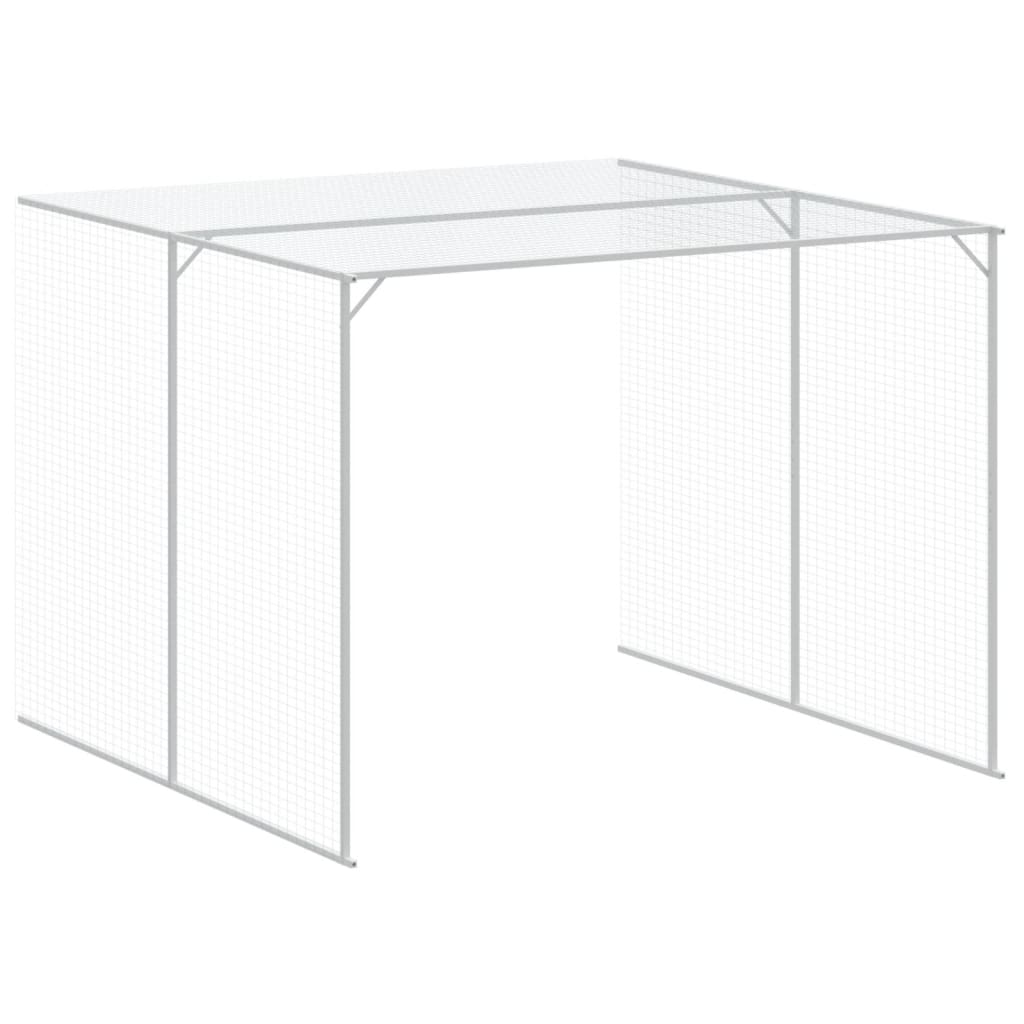 Casota cães c/ parque 214x457x181 cm aço galvaniz. cinza-claro