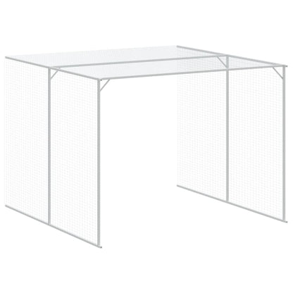 Casota cães c/ parque 214x457x181 cm aço galvaniz. cinza-claro