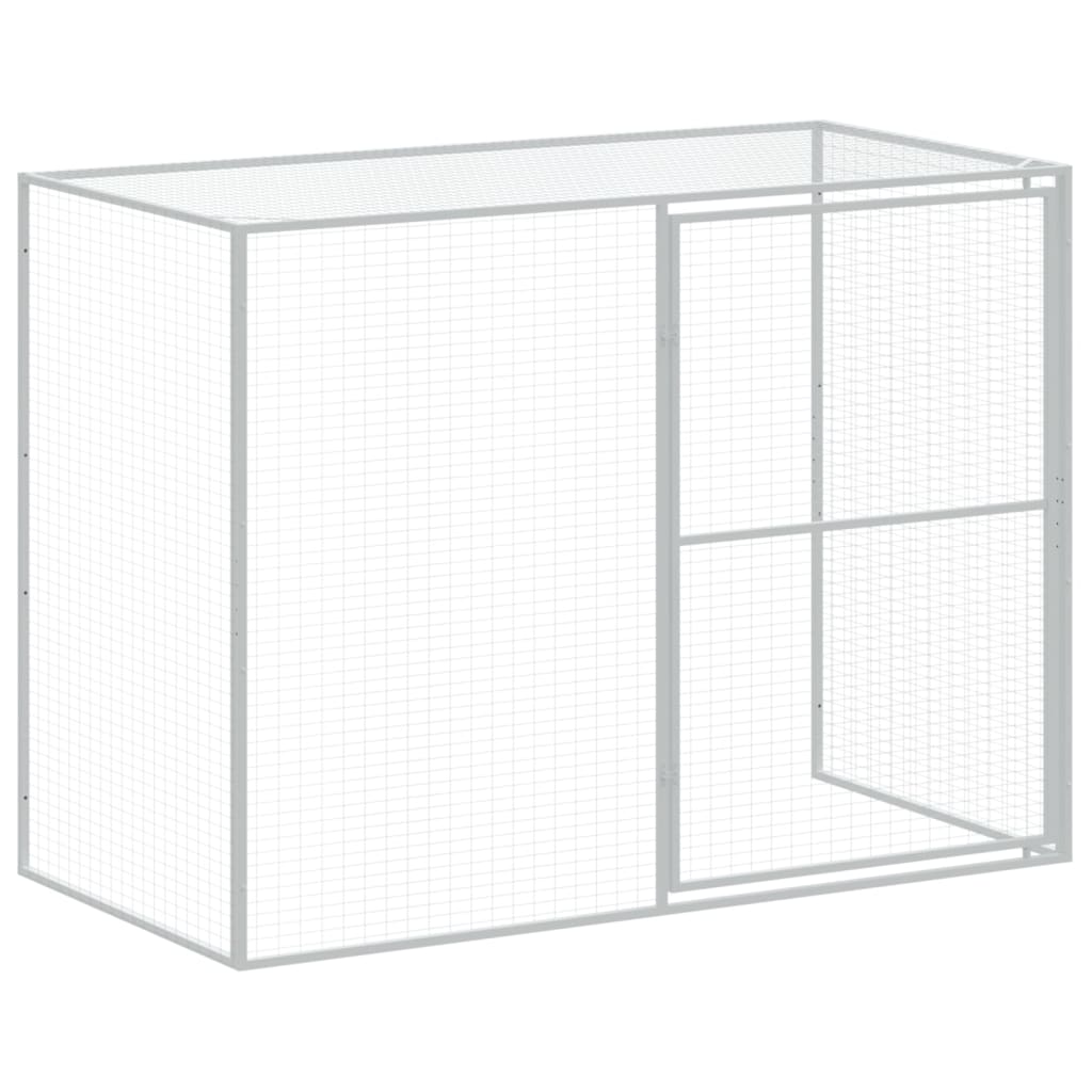 Casota cães c/ parque 214x457x181 cm aço galvaniz. cinza-claro