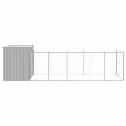 Casota cães c/ parque 214x661x181 cm aço galvaniz. cinza-claro