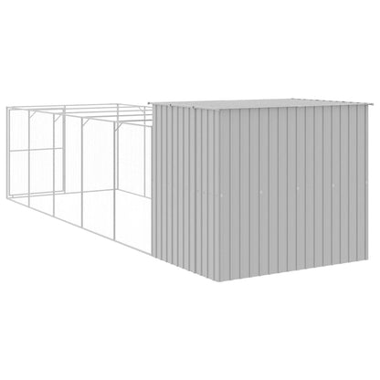 Casota cães c/ parque 214x661x181 cm aço galvaniz. cinza-claro