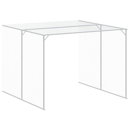 Casota cães c/ parque 214x661x181 cm aço galvaniz. cinza-claro