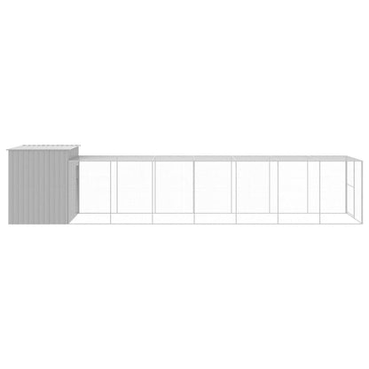 Casota cães c/ parque 214x865x181 cm aço galvaniz. cinza-claro