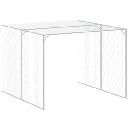 Casota cães c/ parque 214x865x181 cm aço galvaniz. cinza-claro