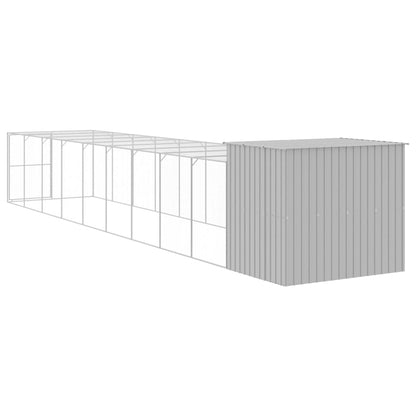 Casota cães c/ parque 214x1069x181 cm aço galvaniz. cinza-claro