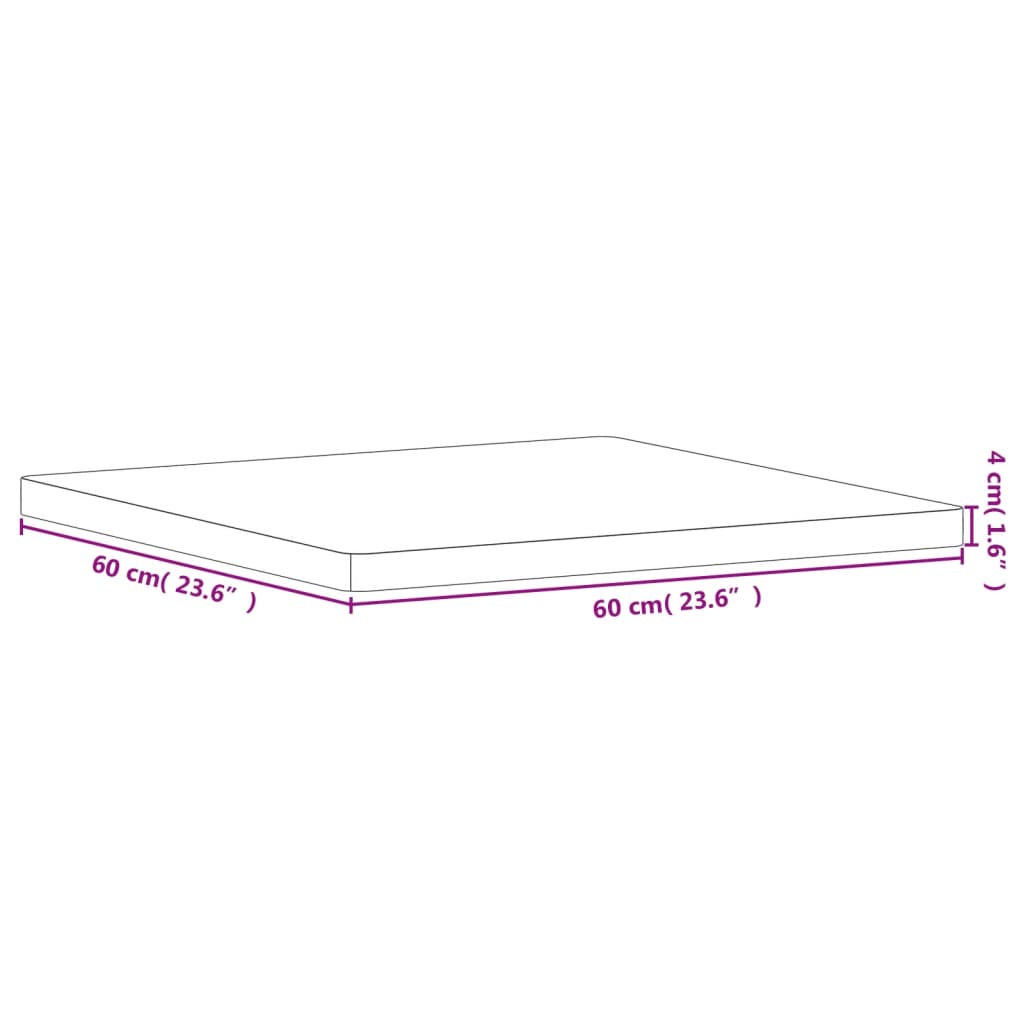 Tampo de mesa quadrado 60x60x4 cm madeira de faia maciça