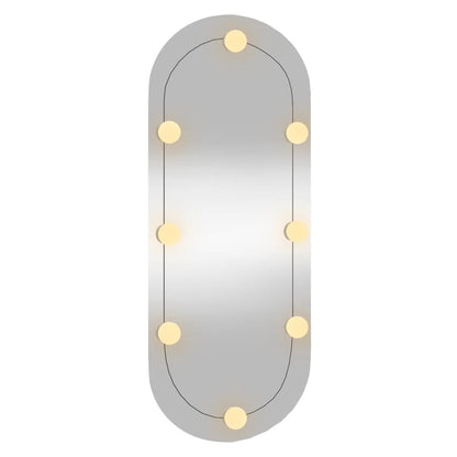 Espelho de parede oval com luzes LED 30x70 cm vidro