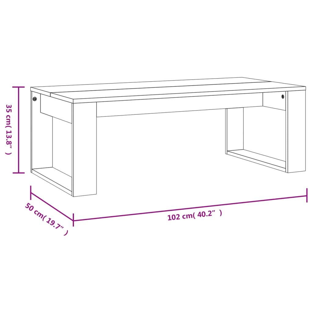 Mesa de centro 102x50x35 cm derivados de madeira branco