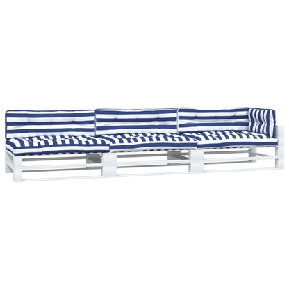 Almofadões p/ móveis de paletes 7 pcs tecido riscas azul/branco