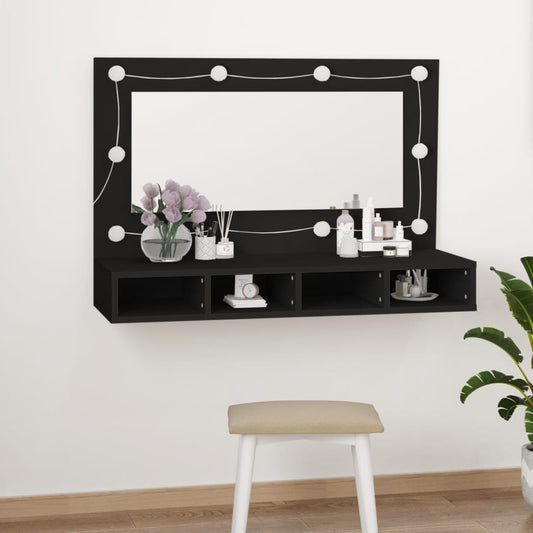 Toucador Natalie de Parede com Luzes LED - Preto - Design Moderno