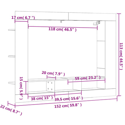 Móvel de TV 152x22x113 cm derivados de madeira cinzento cimento