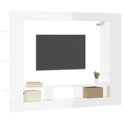 Móvel de TV 152x22x113 cm derivados de madeira branco brilhante