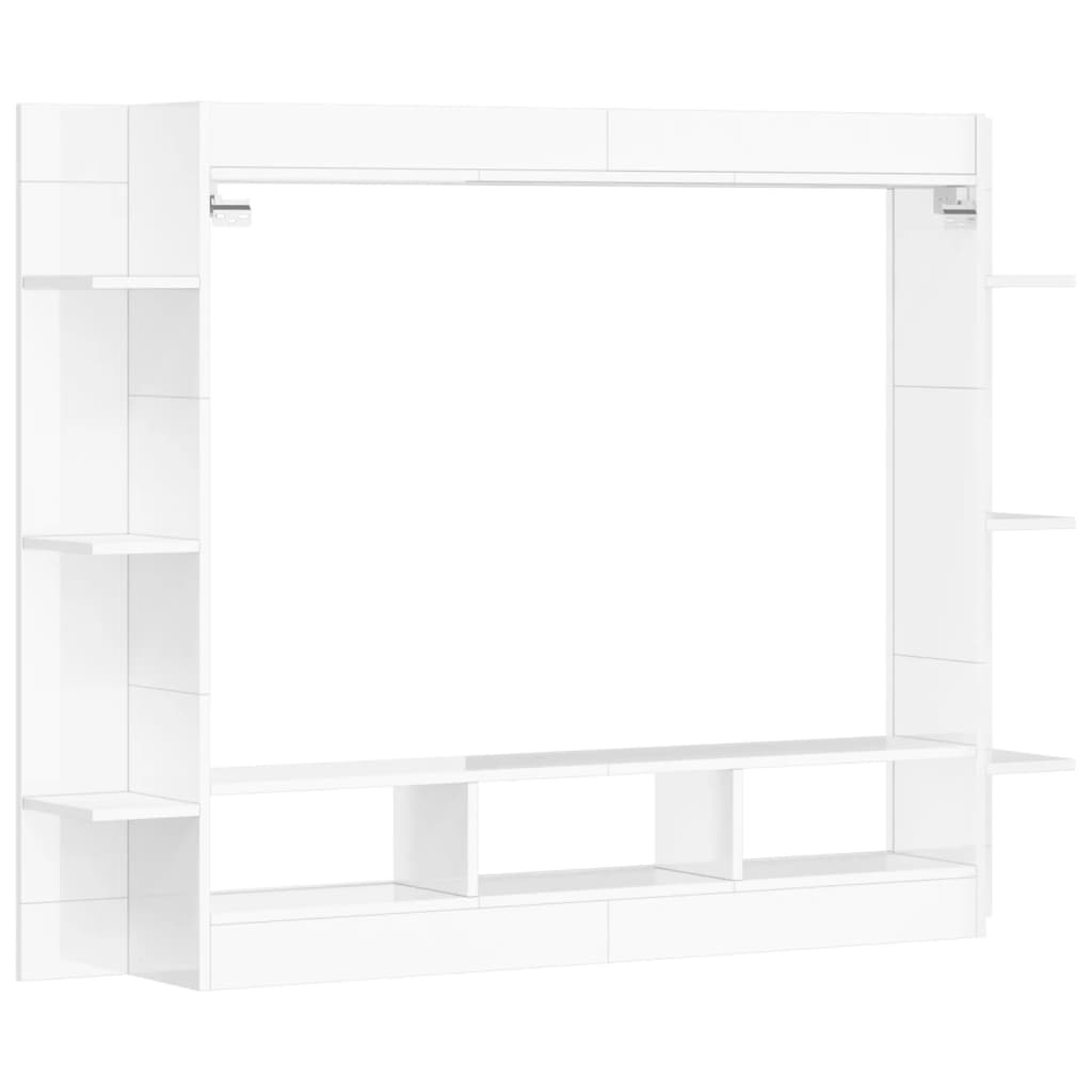 Móvel de TV 152x22x113 cm derivados de madeira branco brilhante