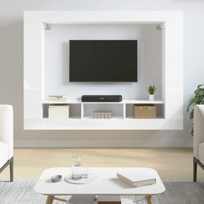 Móvel de TV 152x22x113 cm derivados de madeira branco brilhante