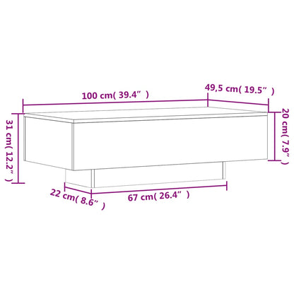 Mesa de centro 100x49,5x31cm derivados de madeira cinza cimento