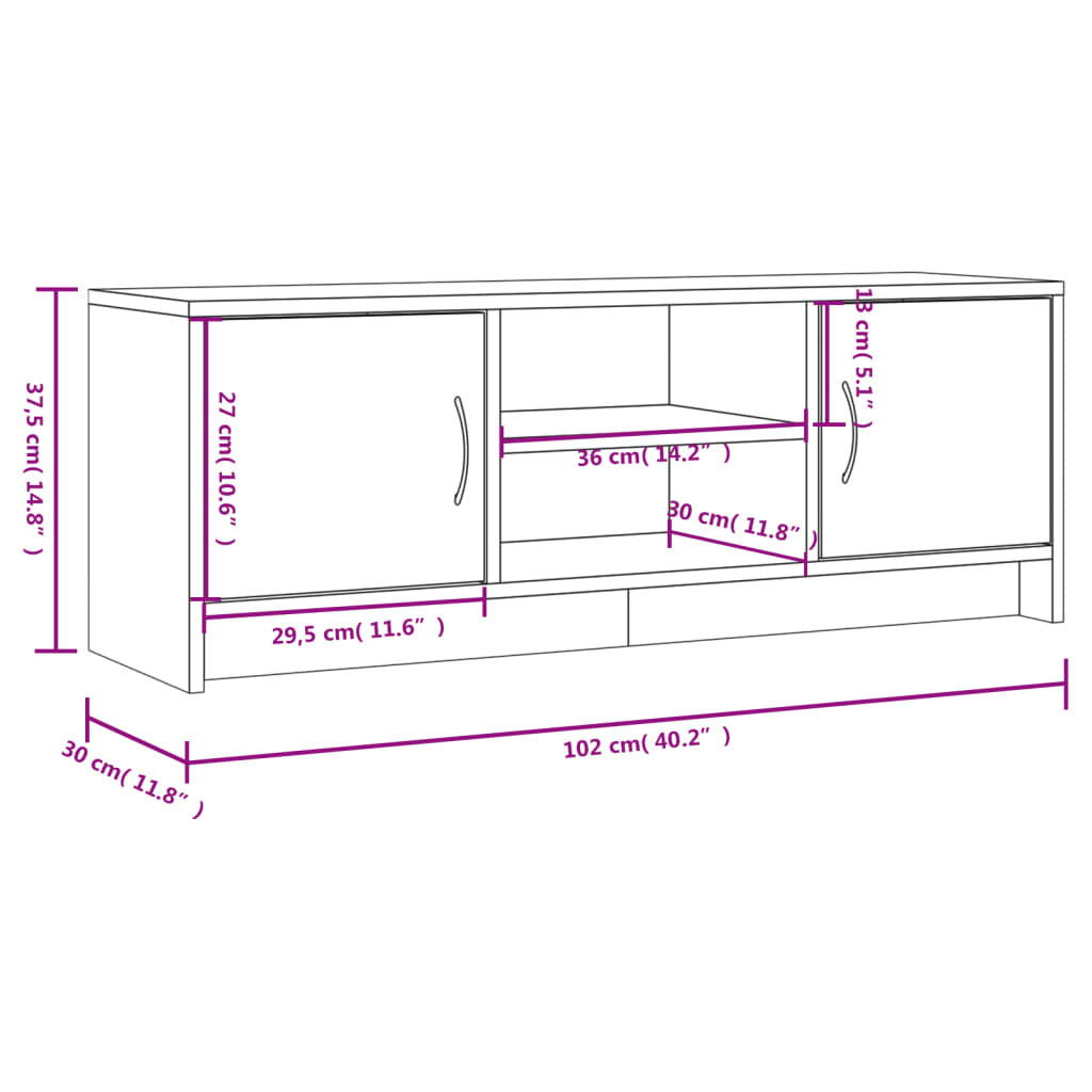 Móvel de TV 102x30x37,5 cm derivados de madeira branco