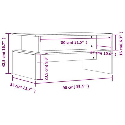 Mesa de centro 90x55x42,5 cm derivados de madeira cinza cimento