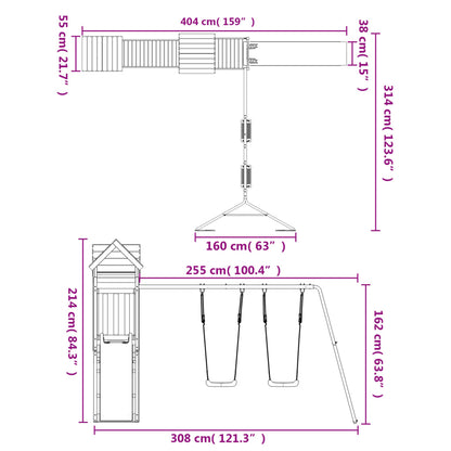 Conjunto de brincar para exterior madeira de douglas maciça