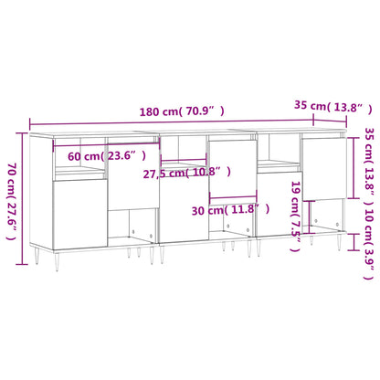 Aparadores 3 pcs madeira processada branco