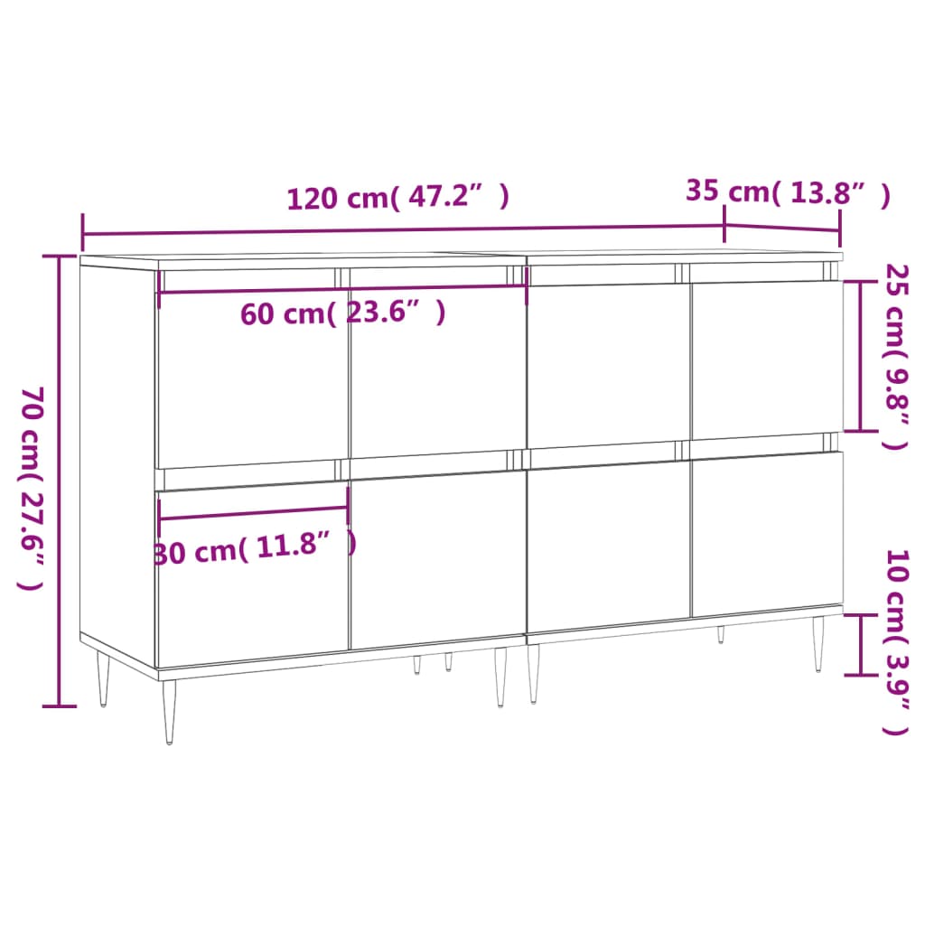 Aparadores 2 pcs derivados de madeira branco