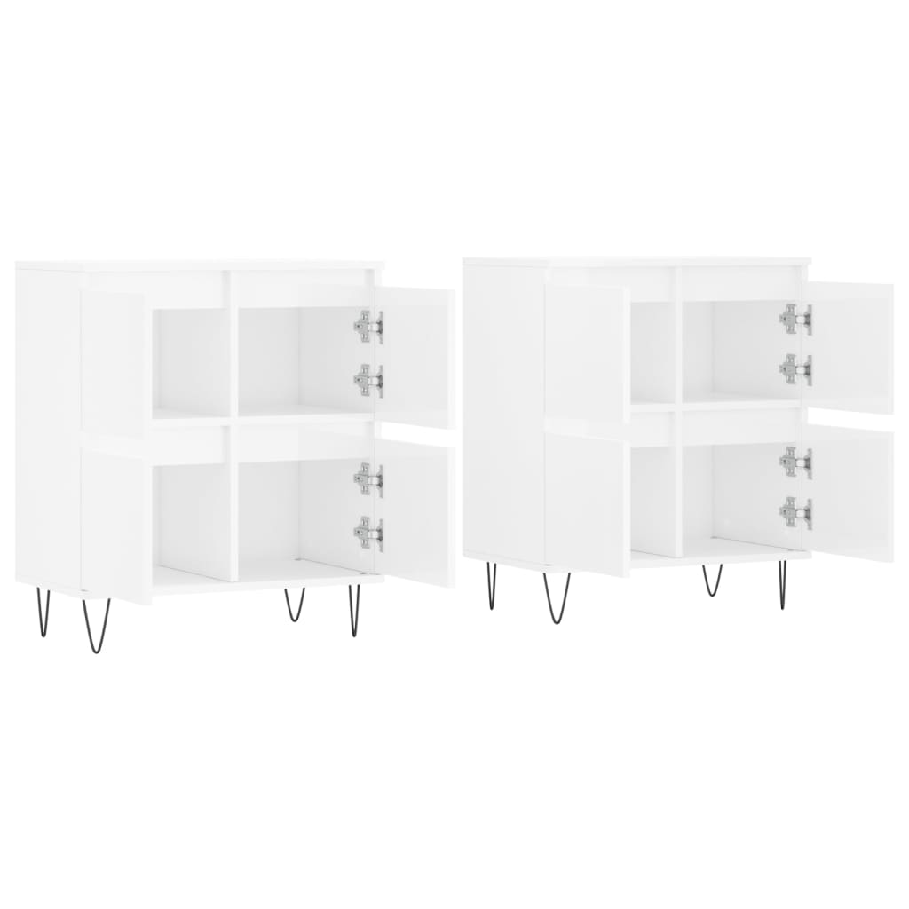 Aparadores 2 pcs derivados de madeira branco brilhante