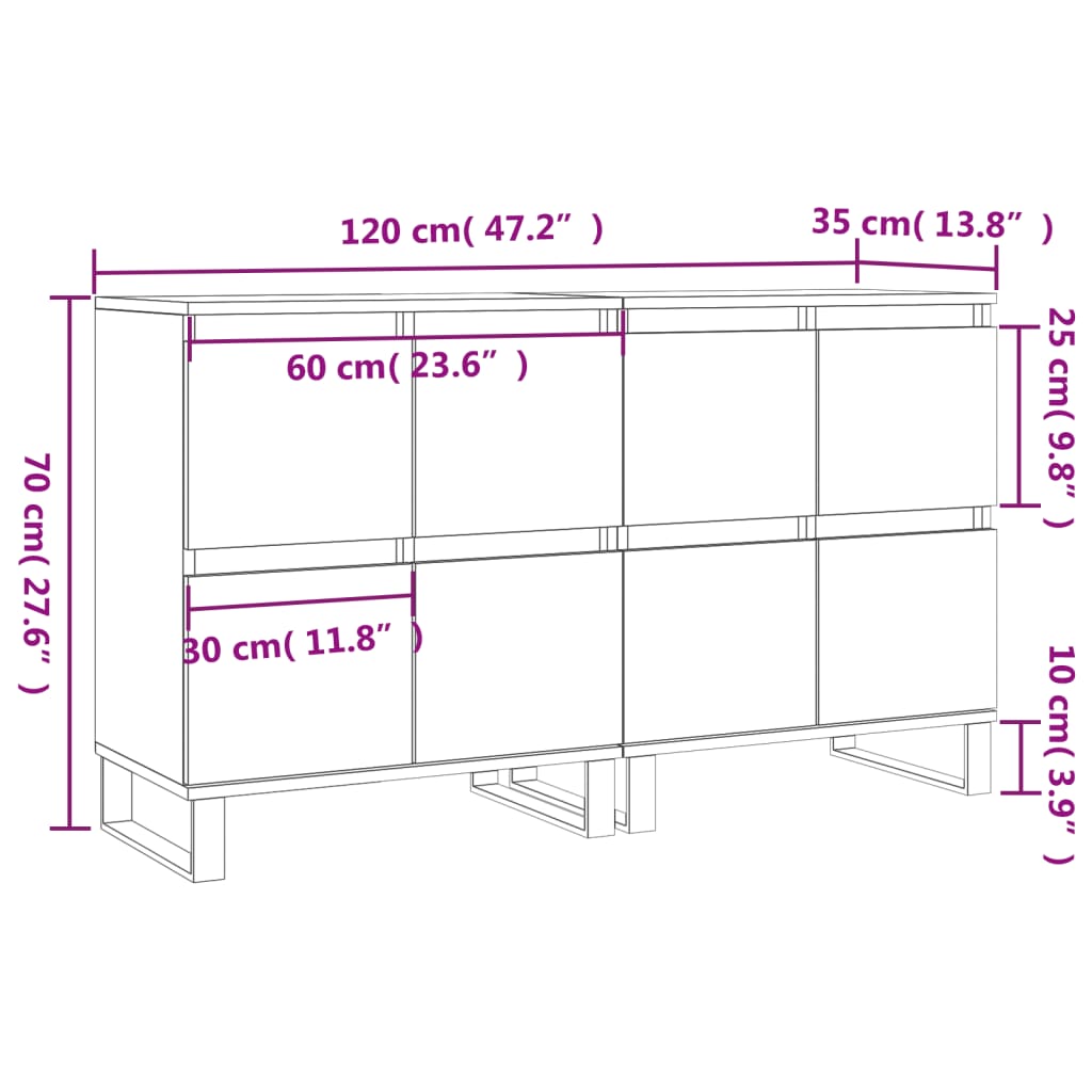 Aparador Portucale de 120cm - Preto - Design Moderno