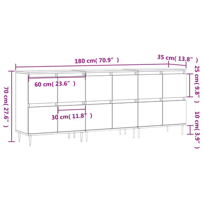 Aparadores 3 pcs derivados de madeira cinzento cimento