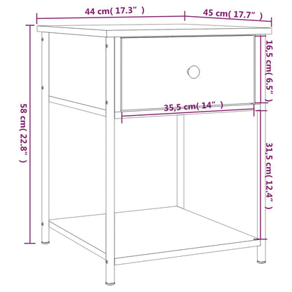 Mesa de cabeceira 44x45x58 cm derivados madeira cinzento sonoma